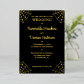 Invitation En Aluminium Mariage gothique noir et or (Debout devant)
