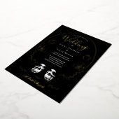 Invitation En Aluminium Mariage gothique noir floral (Rotation)