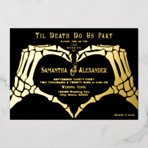 Invitation En Aluminium Mariage gothique noir Squelette Mains Jusqu'à la m