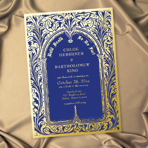 Invitation En Aluminium Mariage gothique saphir bleu médiéval jusqu'à la m