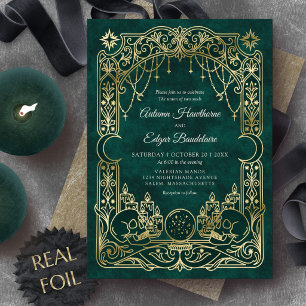 Invitation En Aluminium Mariage gothique tarot céleste vert