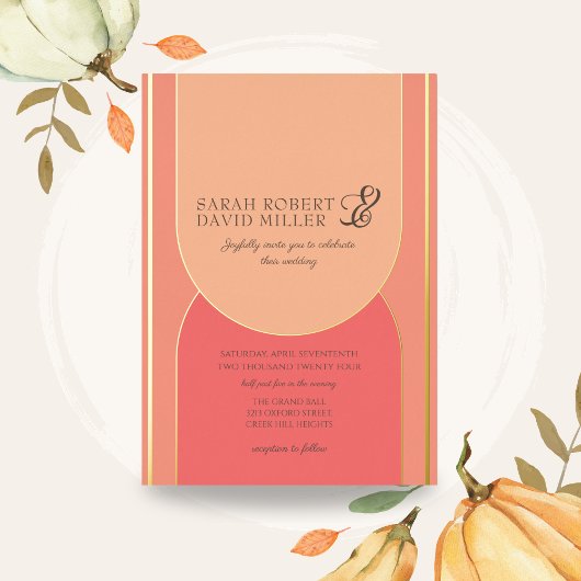 Invitation En Aluminium Mariage Gras Minimal Arch Peach Fuzz