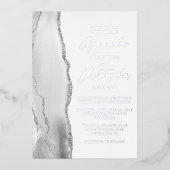 Invitation En Aluminium Mariage gris argent Agate Script (Recto)