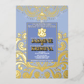 Invitation En Aluminium Mariage hindou LuxGlitter Blue Gold Ganesha (Recto)