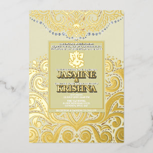 Invitation En Aluminium Mariage hindou LuxGlitter Gold Ganesha
