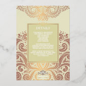 Invitation En Aluminium Mariage hindou LuxGlitter ivoire roseOr Ganesha (Verso)