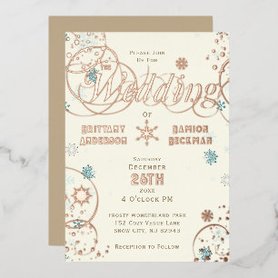 Invitation En Aluminium Mariage Hivernal Merveilleux Flocon de Neige Bleu 