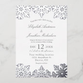 Invitation En Aluminium Mariage hivernal Silver Snowflake (Recto)