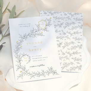 Invitation En Aluminium Mariage illustré botanique noir et blanc avec feui