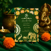 Invitation En Aluminium mariage indien enregistrer la date or motif indien