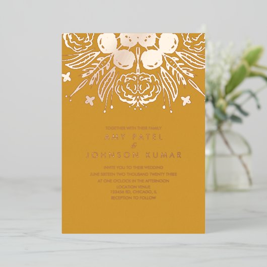Invitation En Aluminium Mariage indien hindou tiré main (Debout devant)