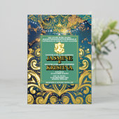 Invitation En Aluminium Mariage indien LuxGlitter Blue Gold Hindu Ganesha (Debout devant)