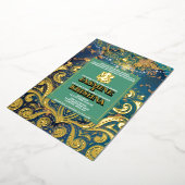 Invitation En Aluminium Mariage indien LuxGlitter Blue Gold Hindu Ganesha (Rotation)