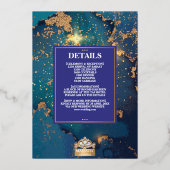 Invitation En Aluminium Mariage indien LuxGlitter Blue Gold Hindu Ganesha (Verso)