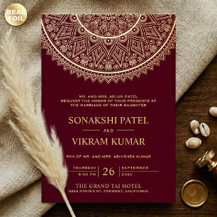 Invitation En Aluminium Mariage indien mandala or traditionnel de Bourgogn