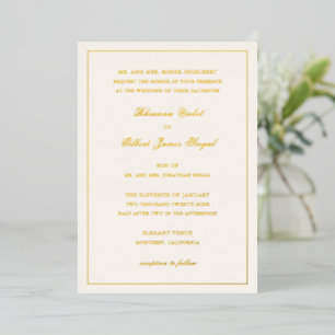 Invitation En Aluminium Mariage Intemporel Classique Bordure Ivoire