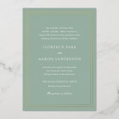 Invitation En Aluminium Mariage intemporel traditionnel Sage vert (Recto)
