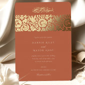Invitation En Aluminium Mariage islamique brûlé orange et or