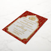 Invitation En Aluminium Mariage islamique élégant rouge et or à feuille d' (Rotation)