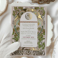 Mariage islamique vert Sage Art Nouveau Mucha