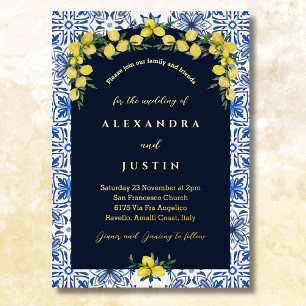 Invitation En Aluminium Mariage Italien Méditerranéen Carrelage Bleu