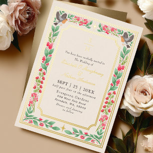 Invitation En Aluminium Mariage Jardin Floral Botanique Envoûtant Crème