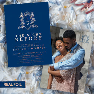 Invitation En Aluminium Mariage la nuit avant rose or bleu monogramme