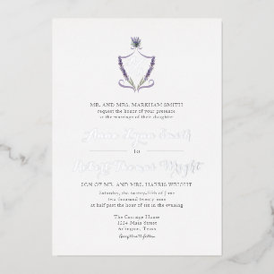 Invitation En Aluminium Mariage Lavande de crête de monogramme