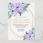 Invitation En Aluminium Mariage Lavender et Mint Peonies (Recto)