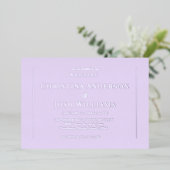 Invitation En Aluminium Mariage Lavender simple (Debout devant)