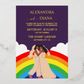 Invitation En Aluminium Mariage LGBTQ mariées Rainbow moderne (Recto)