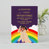 Invitation En Aluminium Mariage LGBTQ mariées Rainbow moderne (Debout devant)
