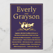 Invitation En Aluminium Mariage Licorne Conte de Fées Violet Or (Recto)