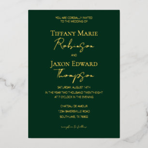 Invitation En Aluminium Mariage Luxe Vert Forêt et Élégance Or