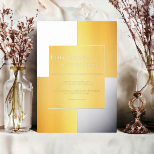 Invitation En Aluminium Mariage Luxueux Élégant Moderne Argent Et Or
