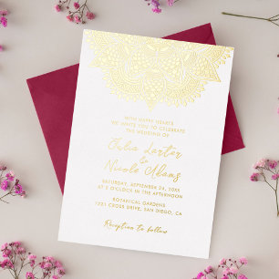 Invitation En Aluminium Mariage Luxueux Métallisé Pailleté Géométrique