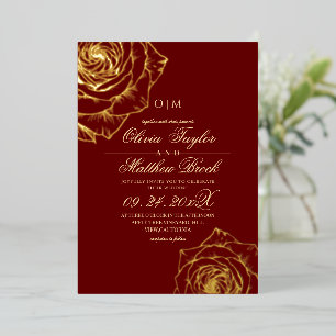 Invitation En Aluminium Mariage Luxueux Minimaliste Or Rose Rouge