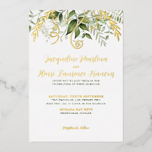 Invitation En Aluminium Mariage luxuriant de verdure tropicale