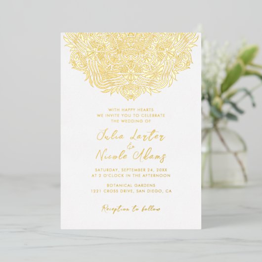 Invitation En Aluminium Mariage Mandala (Debout devant)
