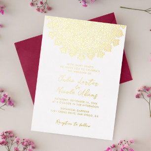 Invitation En Aluminium Mariage Mandala Croissant Bleu Rouge Chaud