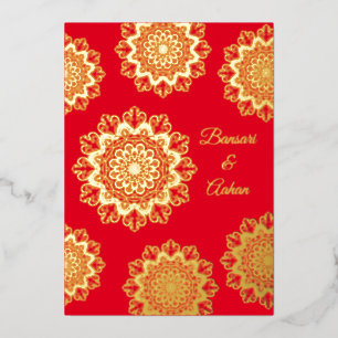 Invitation En Aluminium Mariage mandala doré hindou