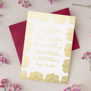 Invitation En Aluminium Mariage Mandala Géométrique de Luxe Esthétique