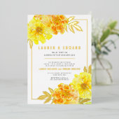 Invitation En Aluminium Mariage marigold jaune orange or (Debout devant)