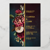 Invitation En Aluminium Mariage Marsala Floral Audacieux Sombre Humeur (Recto)