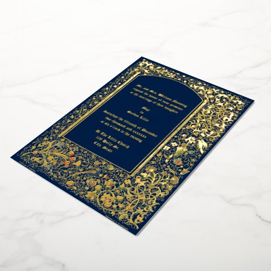 Invitation En Aluminium Mariage médiéval aux oiseaux et fleurs illuminés (Rotation)