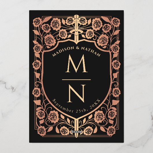 Invitation En Aluminium Mariage médiéval de Black Sword Shield (Verso)