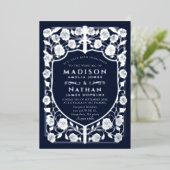 Invitation En Aluminium Mariage médiéval du bouclier d'épée bleue (Debout devant)