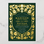 Invitation En Aluminium Mariage médiéval du bouclier d'épée verte (Recto)