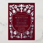 Invitation En Aluminium Mariage médiéval Red Sword Shield (Recto)