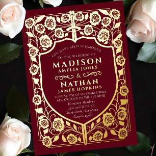Invitation En Aluminium Mariage médiéval Red Sword Shield